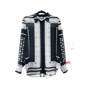 Madewell Sheer Black and White Top